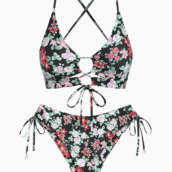 ZAFUL Women 2 Piece Swimsuits Spaghetti Strap Brazilian Bikini Lace Up Swimsuit - Picture 2 of 6